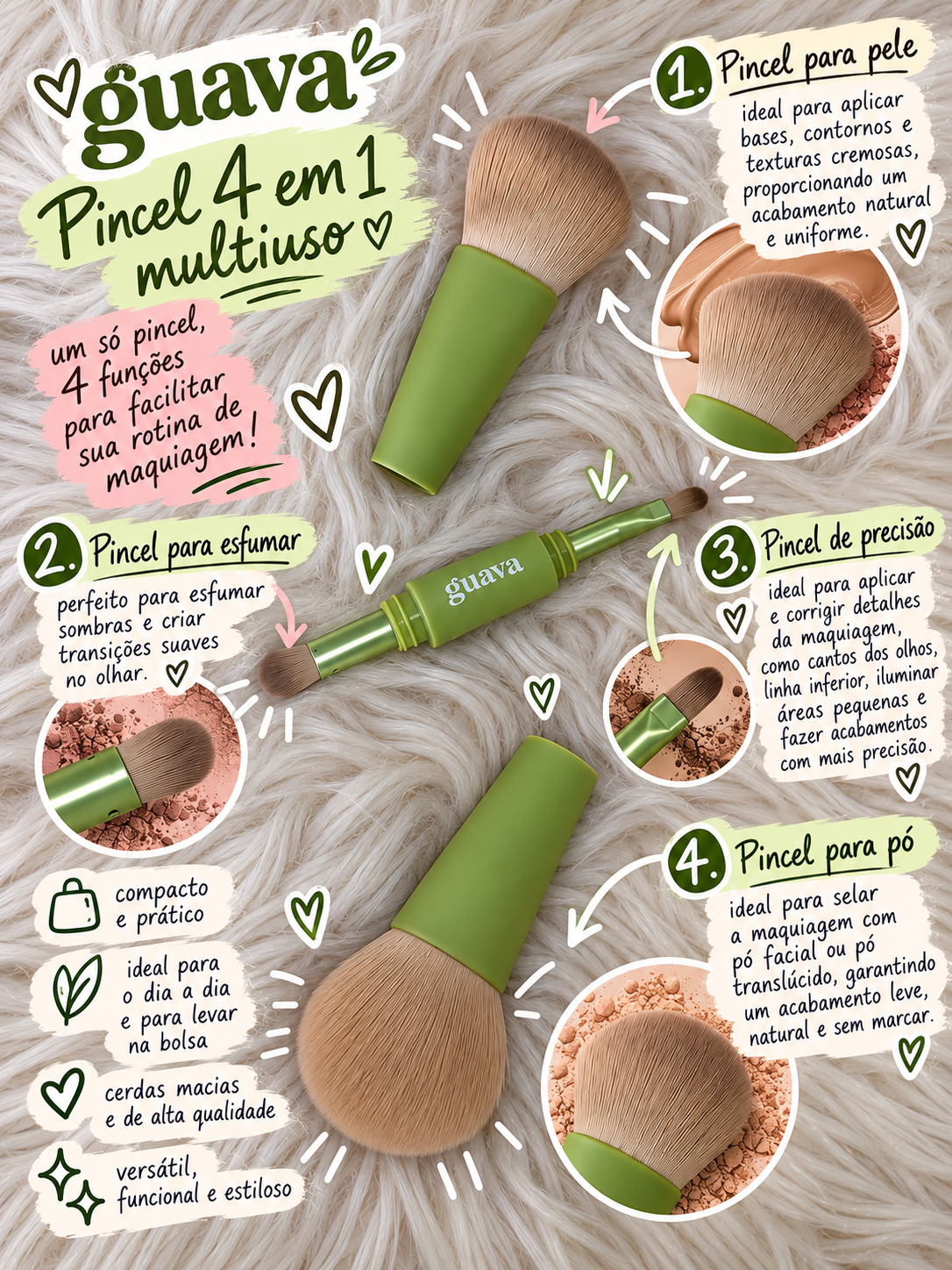 1 Pincel, 4 Funções, Beleza Infinita: Conheça o Pincel 4 em 1 Multiuso da Guava Skin! 1 Pincel, 4 Funções, Beleza Infinita: Conheça o Pincel 4 em 1 Multiuso da Guava Skin!
